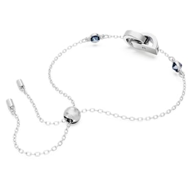 Dextera bracelet, Interlocking loop, Blue, Rhodium plated - Swarovski, 5663493