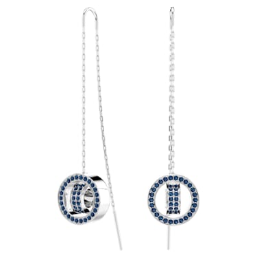 Dextera 水滴形耳環, 長款, 藍色, 鍍白金色 - Swarovski, 5663498