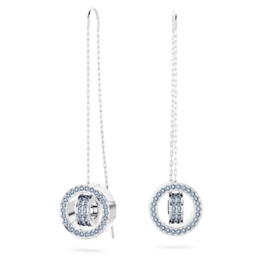 Pendants d'oreilles Dextera, Longues, Bleues, Métal rhodié - Swarovski, 5663498