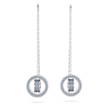 Orecchini pendenti Dextera, Lunghi, Blu, Placcato rodio - Swarovski, 5663498