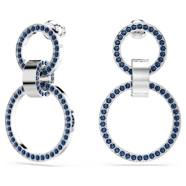 Dextera hoop earrings, Blue, Rhodium plated - Swarovski, 5663503