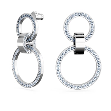 Dextera hoop earrings, Blue, Rhodium plated - Swarovski, 5663503