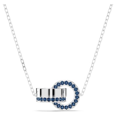Pendentif Dextera, Boucle entrelacée, Bleu, Métal rhodié - Swarovski, 5663504