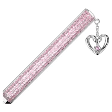 Ballpoint pen, Heart, Pink, Chrome plated - Swarovski, 5664113