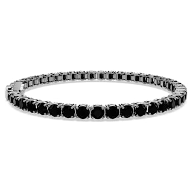 Matrix Tennis bracelet, Round cut, Black, Ruthenium plated - Swarovski, 5664196