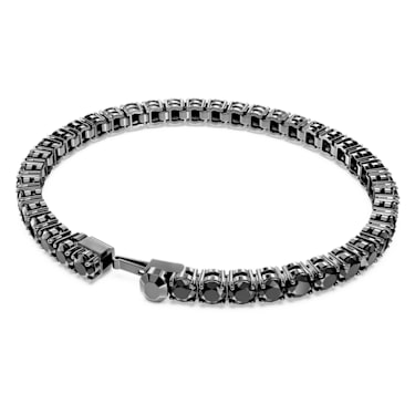 Matrix Tennis bracelet, Round cut, Black, Ruthenium plated - Swarovski, 5664196