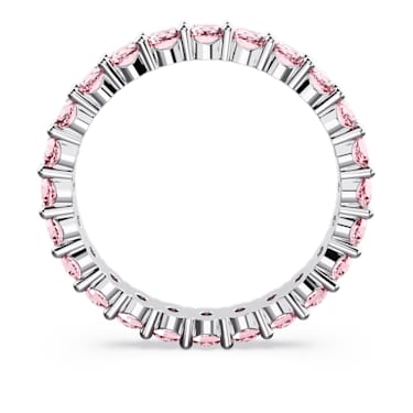 Matrix ring, Round cut, Pink, Rhodium plated - Swarovski, 5664430