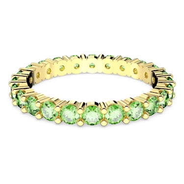 Matrix ring, Round cut, Green, Gold-tone plated - Swarovski, 5664433