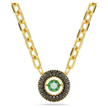 Obesek Una, Zelen, PVD zlatega odtenka - Swarovski, 5665238