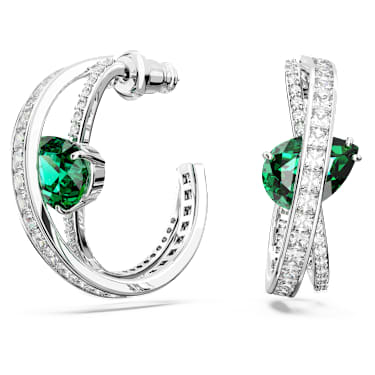 Hyperbola Kreolen, Verschiedene Schliffe, Grün, Rhodiniert - Swarovski, 5665334