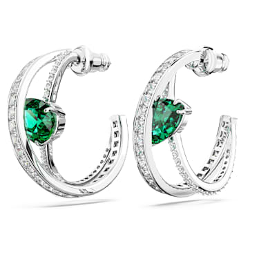 Anneaux d'oreilles Hyperbola, Tailles variées, Vertes, Métal rhodié - Swarovski, 5665334