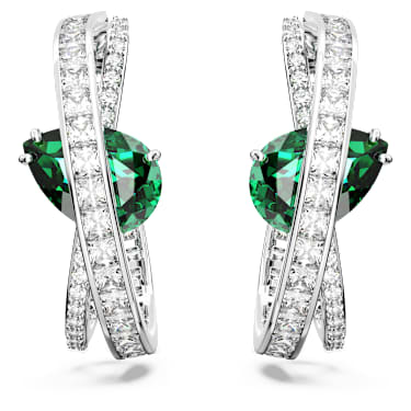 Anneaux d'oreilles Hyperbola, Tailles variées, Vertes, Métal rhodié - Swarovski, 5665334