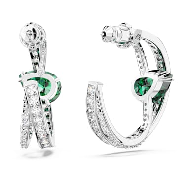 Anneaux d'oreilles Hyperbola, Tailles variées, Vertes, Métal rhodié - Swarovski, 5665334