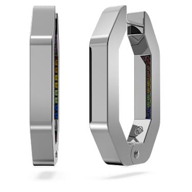 Dextera hoop earrings, Octagon shape, Multicoloured, Ruthenium plated - Swarovski, 5665430