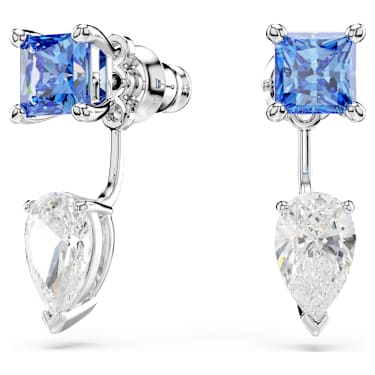Mesmera 耳環袋, 混合式切割，可拆卸, 藍色, 鍍白金色 - Swarovski, 5665767