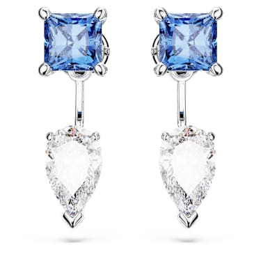 Mesmera 耳環袋, 混合式切割，可拆卸, 藍色, 鍍白金色 - Swarovski, 5665767