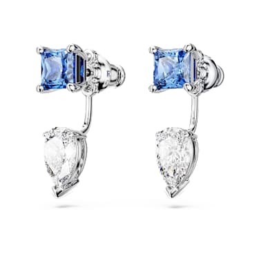 Mesmera 耳環袋, 混合式切割，可拆卸, 藍色, 鍍白金色 - Swarovski, 5665767