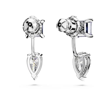 Mesmera 耳環袋, 混合式切割，可拆卸, 藍色, 鍍白金色 - Swarovski, 5665767