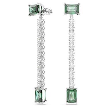 Matrix Drop-Ohrhänger, Verschiedene Schliffe, Grün, Rhodiniert - Swarovski, 5665786
