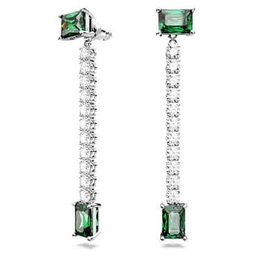Matrix Drop-Ohrhänger, Verschiedene Schliffe, Grün, Rhodiniert - Swarovski, 5665786
