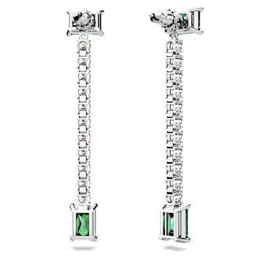 Matrix Drop-Ohrhänger, Verschiedene Schliffe, Grün, Rhodiniert - Swarovski, 5665786