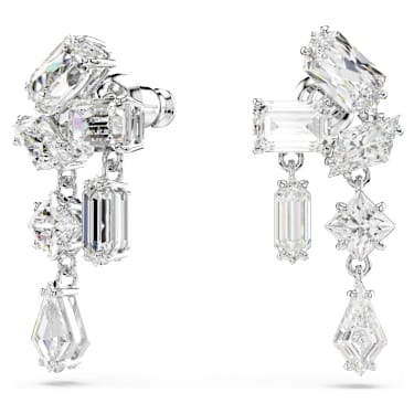 Orecchini pendenti Mesmera, Taglio misto, Bianchi, Placcato rodio - Swarovski, 5665825