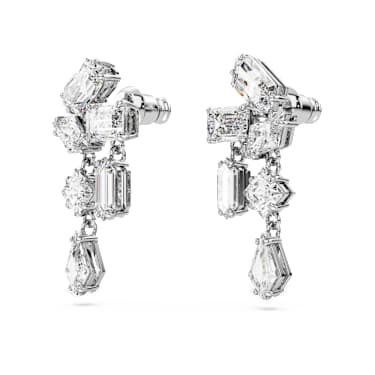 Orecchini pendenti Mesmera, Taglio misto, Bianchi, Placcato rodio - Swarovski, 5665825