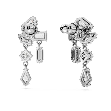 Orecchini pendenti Mesmera, Taglio misto, Bianchi, Placcato rodio - Swarovski, 5665825