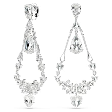 Boucles d'oreilles clip Mesmera, Tailles diverses, Chandelier, Blanches, Métal rhodié - Swarovski, 5665827