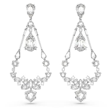 Boucles d'oreilles clip Mesmera, Tailles diverses, Chandelier, Blanches, Métal rhodié - Swarovski, 5665827
