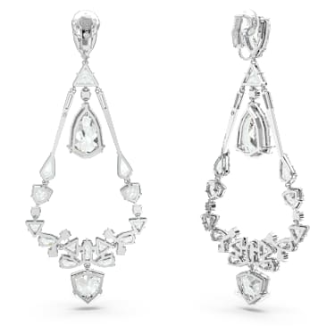 Mesmera Ohrclips, Verschiedene Schliffe, Chandelier, Weiß, Rhodiniert - Swarovski, 5665827