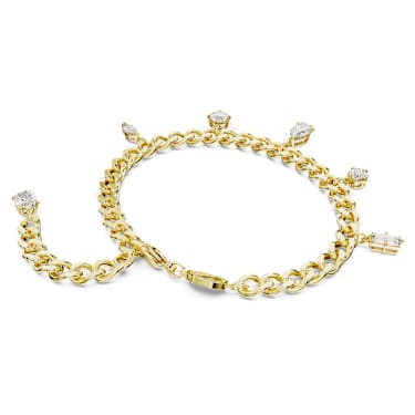 Imber bracelet, Mixed cuts, White, Gold-tone plated - Swarovski, 5665830