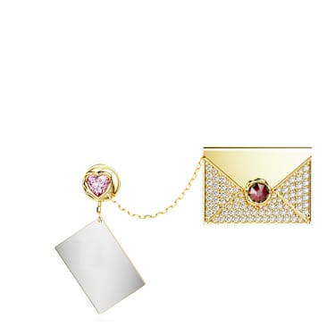 Letra 胸針, 情書, 彩色, 鍍金色色調 - Swarovski, 5665842