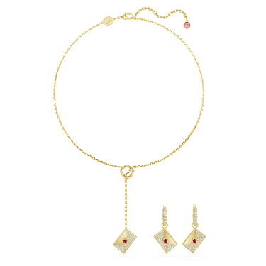 Letra set, Love letter, Pink, Gold-tone plated - Swarovski, 5665865