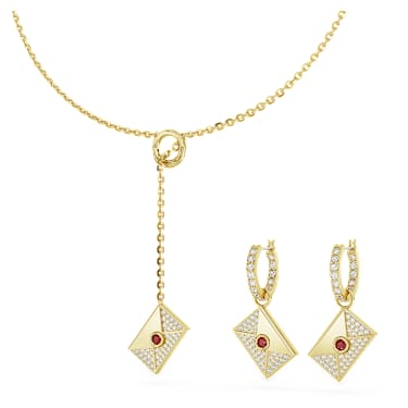 Letra set, Love letter, Pink, Gold-tone plated - Swarovski, 5665865