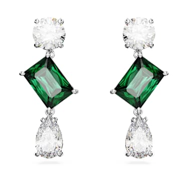 Pendientes Mesmera, Tallas mixtas, Verdes, Baño de rodio - Swarovski, 5665878