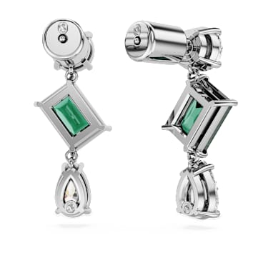 Orecchini pendenti Mesmera, Taglio misto, Verdi, Placcato rodio - Swarovski, 5665878
