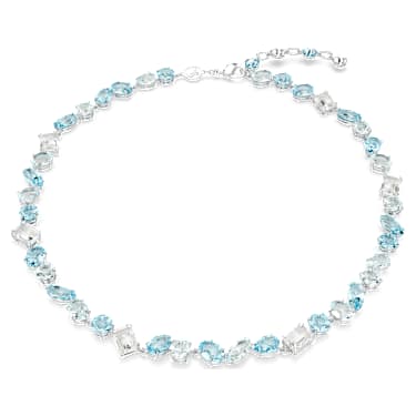Verižica Gema, Mešani rezi, Modra, Prevleka iz rodija - Swarovski, 5666007