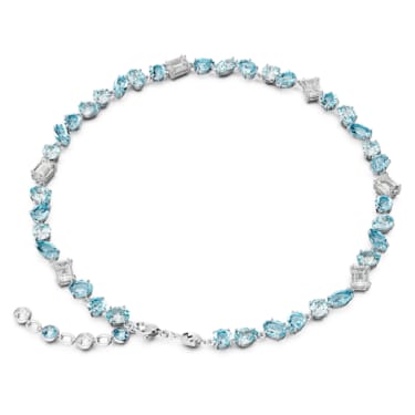 Gema necklace, Mixed cuts, Blue, Rhodium plated | Swarovski