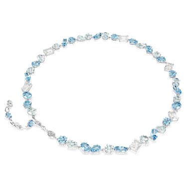 Gema สร้อยคอ, ผสมผสานเหลี่ยมเจียระไนหลายหลายรูปแบบ, น้ำเงิน, เคลือบโรเดียม - Swarovski, 5666007