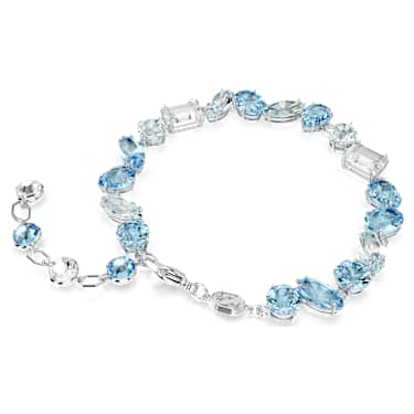 Gema bracelet, Mixed cuts, Blue, Rhodium plated - Swarovski, 5666018