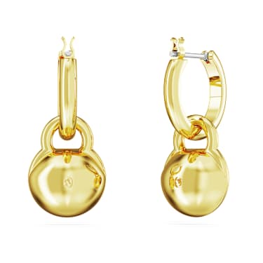 Dextera 水滴形耳环, 圆形切割, 白色, 镀金色调 - Swarovski, 5666023