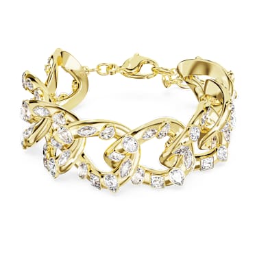 Imber bracelet, Statement, Mixed cuts, White, 18K gold finish - Swarovski, 5666027