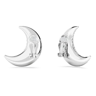 Swarovski Sublima clip earrings Moon White Rhodium plated
