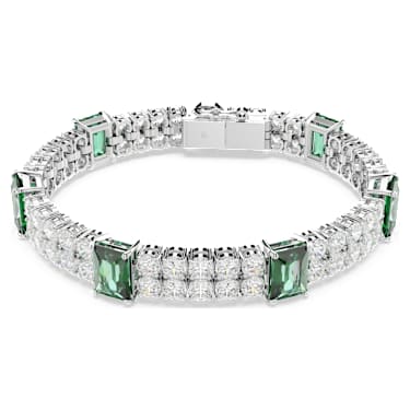 Matrix Tennis 브레이슬릿, 믹스 컷, 그린, 로듐 플래팅 - Swarovski, 5666163