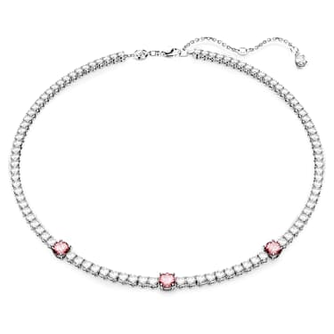 Matrix Tennis 項鏈, 混合式切割, 粉紅色, 鍍白金色 - Swarovski, 5666165