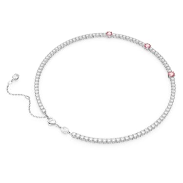 Matrix Tennis necklace, Mixed cuts, Pink, Rhodium plated - Swarovski, 5666165