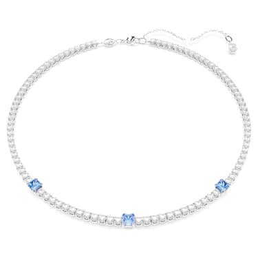 Matrix Tennis สร้อยคอ, ผสมผสานเหลี่ยมเจียระไนหลายหลายรูปแบบ, น้ำเงิน, เคลือบโรเดียม - Swarovski, 5666167