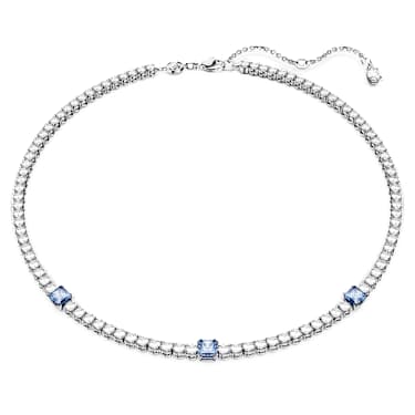 Matrix Tennis สร้อยคอ, ผสมผสานเหลี่ยมเจียระไนหลายหลายรูปแบบ, น้ำเงิน, เคลือบโรเดียม - Swarovski, 5666167