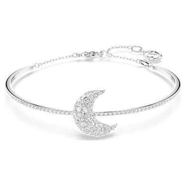 Brazalete Luna, Luna, Blanco, Baño de rodio - Swarovski, 5666175